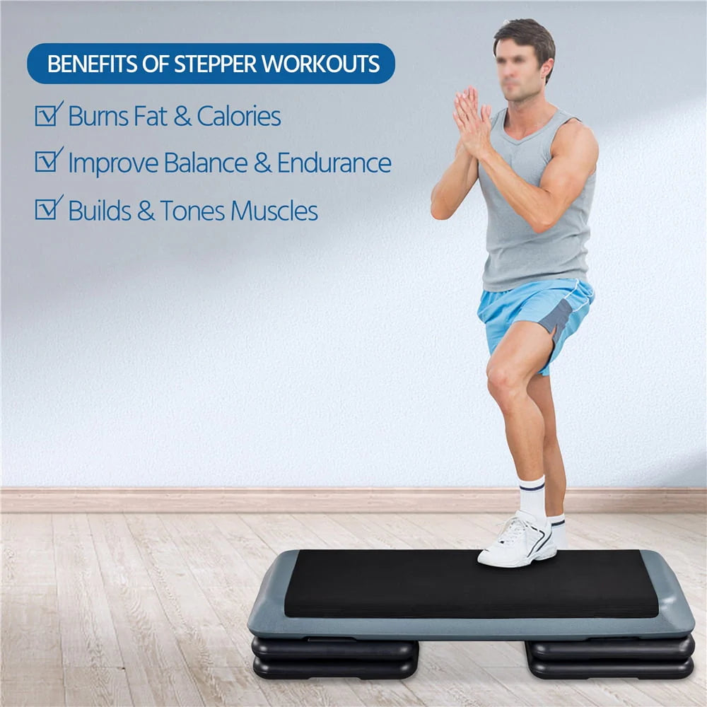 SmileMart Adjustable Heights Aerobic Stepper Exercise Platform for Home Gym, Gray