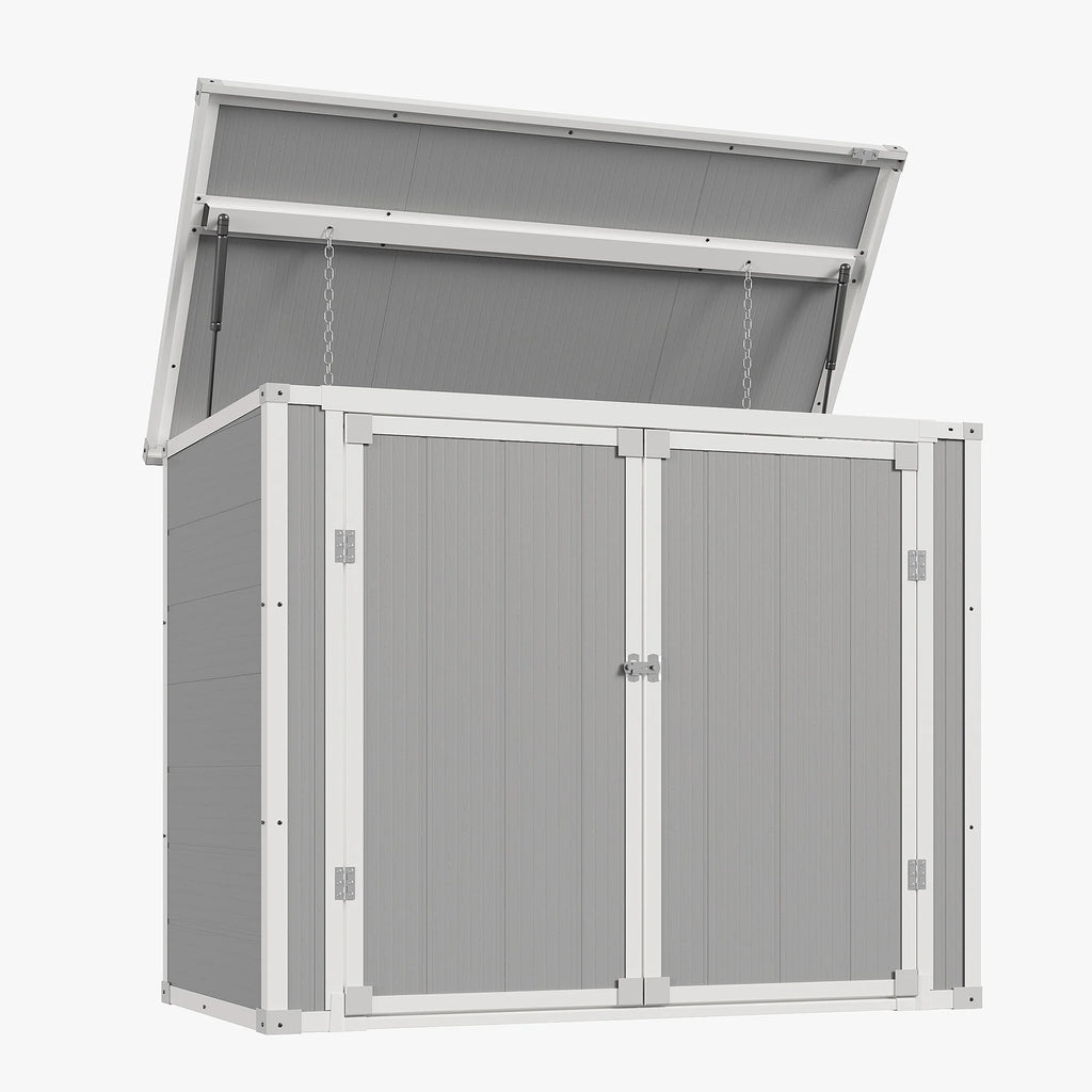 UDPATIO Outdoor Storage Shed 5x3 FT, Resin Garden Shed for Backyard, Patio, Lawn, Grey & White