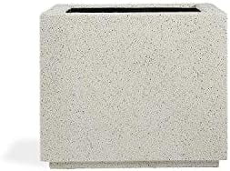 PolyStone Monterray Modern Outdoor/Indoor Square Planter, 23" L x 23" W x 19" H, Lightweight, Heavy Duty, Weather Resistant, Polymer Finish, Commercial Grade and Residential (Concrete Gray)
