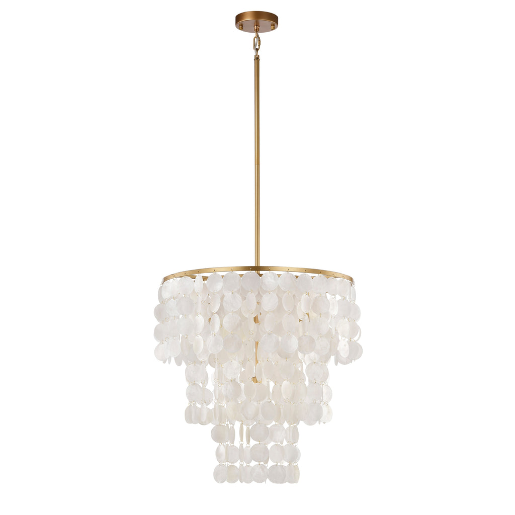 The Lighting Store Paula 4-Light Glossy Bronze Finish Chandelier with Natural White Shell - 20.5 inches in diameter x 21.7 inches H