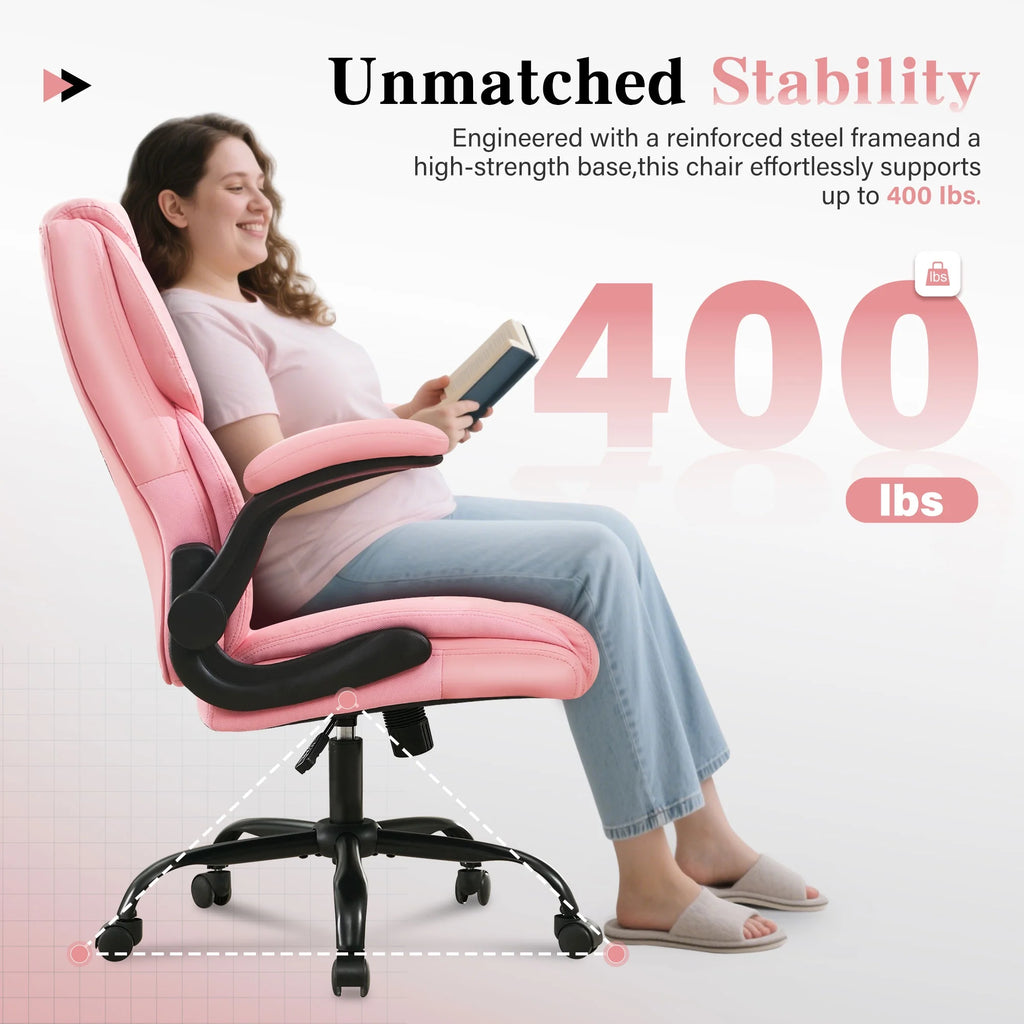 JONPONY Big and Tall Office Chair Wide Seat Ergonomic Computer Desk Chair High Back Executive Leather Chair Adjustable Task Chair Lumbar Back Support 8 Hours Heavy Duty Design,Black