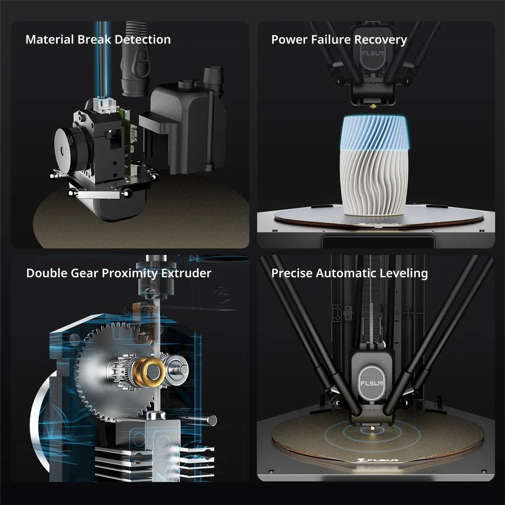 FLSUN T1 Delta 3D Printer - 1000mm/s Ultra-Fast Printing ,30,000mm/s2 Acceleration, 300C Nozzle FDM 3D Printers with Fully Auto Leveling , 50 Enclosed Chamber