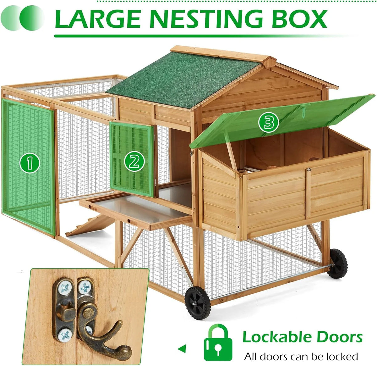 YODOLLA Chicken Coop 100" Wooden Large Chicken Cage with Run Chicken Coop for 6 8 Chickens,Chicken Run Hen House with 3 Nesting Boxes