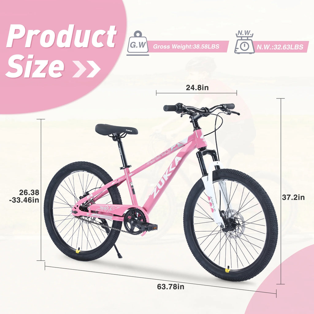 Mountain Bike,24 inch MTB for Boys and Girls Age 9-12 Years,Multiple Colors