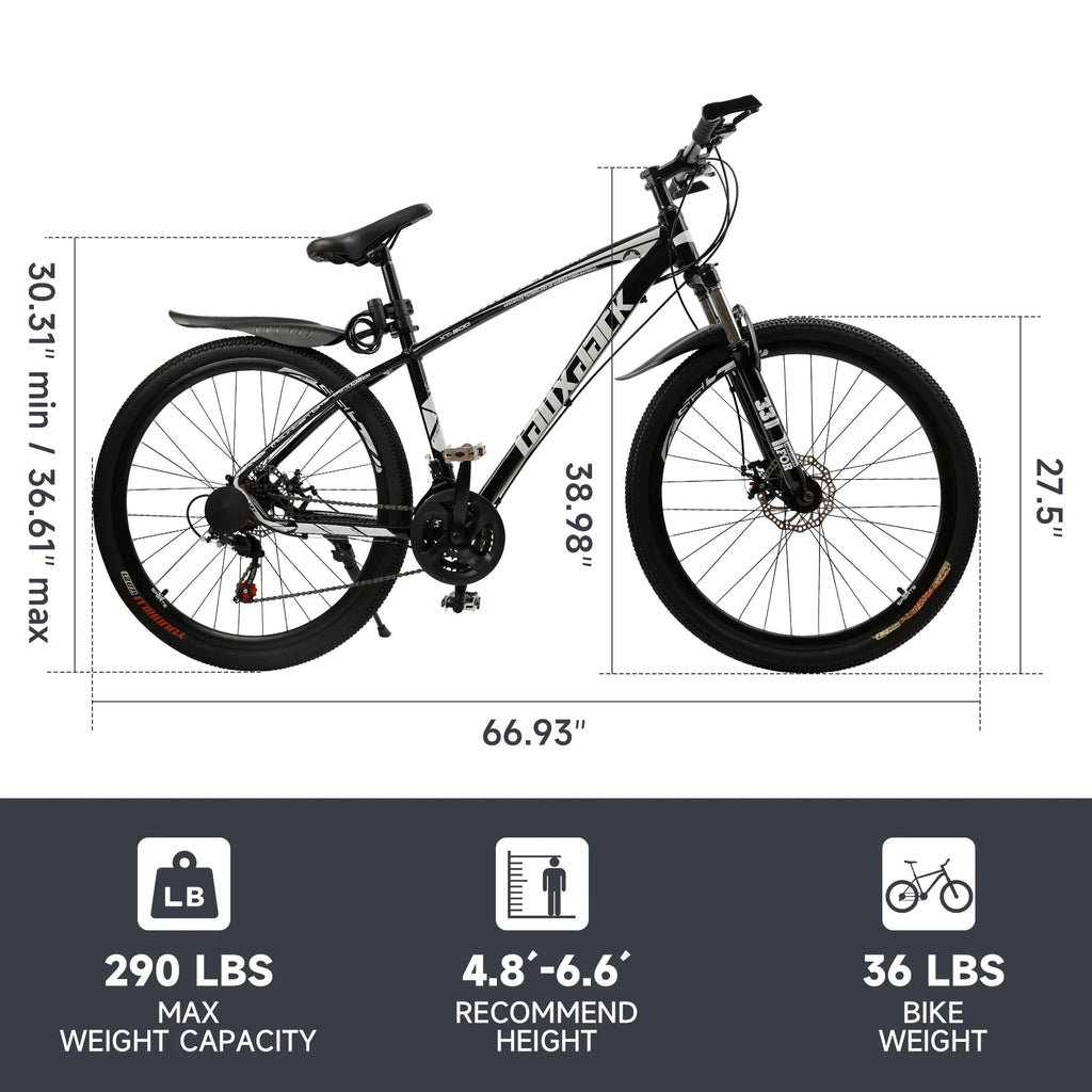 ARTUDATECH 27.5 Inch Mountain Bike, Shimano 21 Speed,  Dual Disc Brake Bike for Men Womens Adult, Full Suspension Bicycle