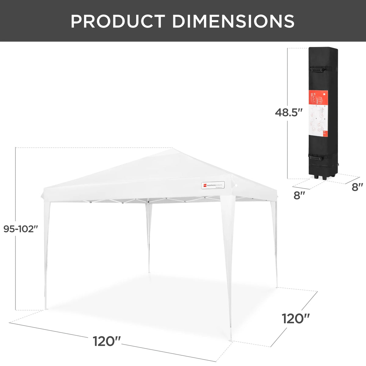 Best Choice Products 10x10ft Pop Up Canopy Outdoor Portable Adjustable Instant Gazebo Tent w/ Carrying Bag - White