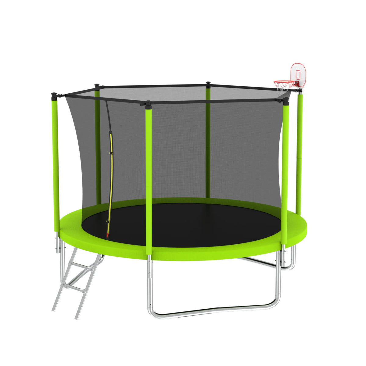 8FT Trampoline for Kids,Outdoor Trampoline with Basketball Hoop,Heavy-Duty Trampoline with Safety Enclosure Net,Blue