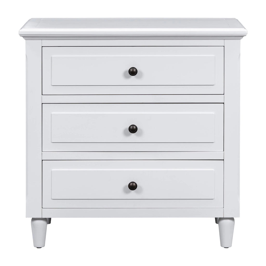 White Nightstand for Bedroom, Atumon Nightstand with 3 Drawers, Wood Bedside Table, Modern Nightstand Furniture for Bedroom, 28"L x 16.9"W x 28"H