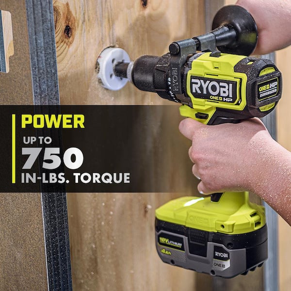 ONE+ HP 18V Brushless Cordless 1/2 in. Hammer Drill Kit with (1) 4.0 Ah High Performance Battery, Charger, and Tool Bag