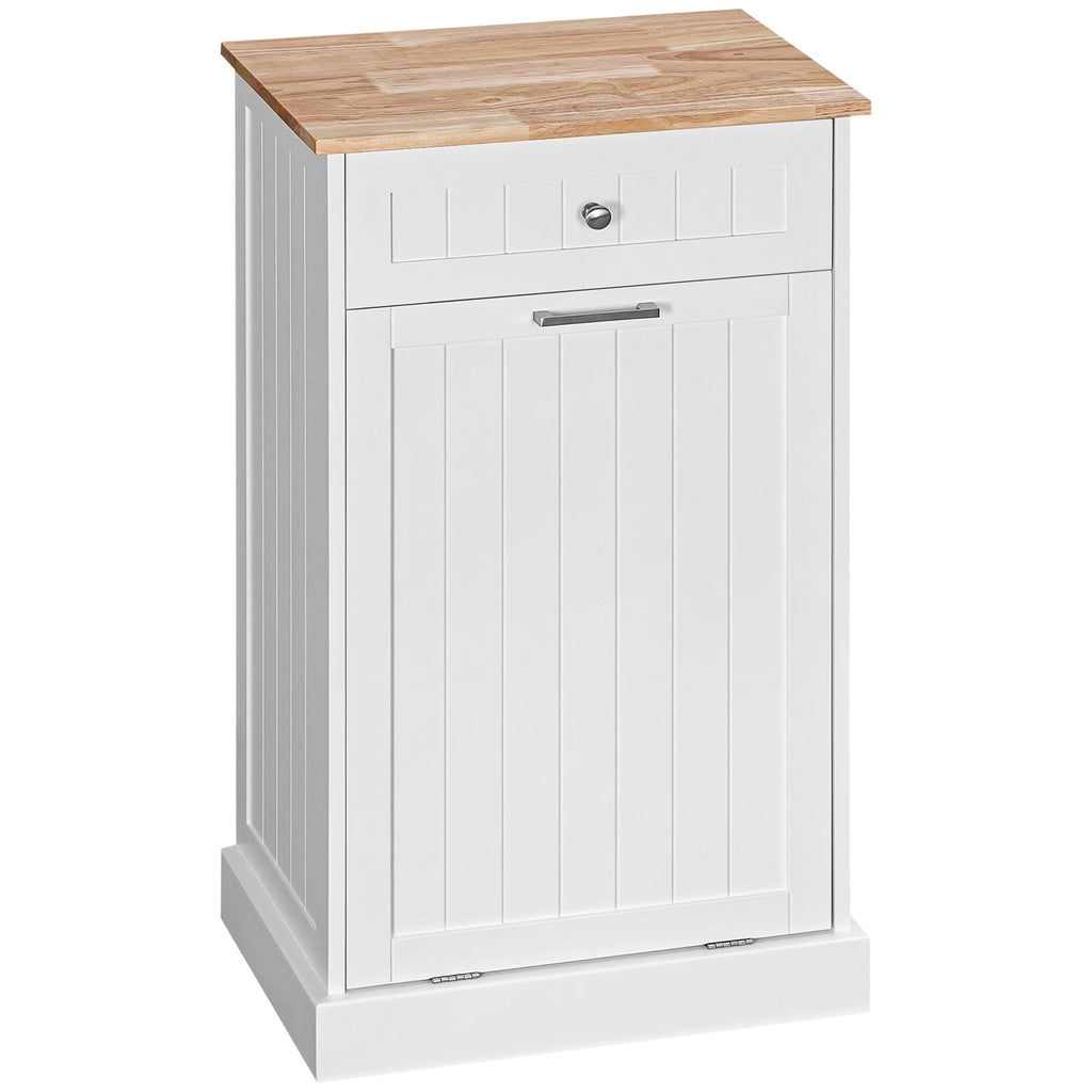 HOMCOM Kitchen Tilt Out Trash Bin Cabinet, Free Standing Recycling Cabinet