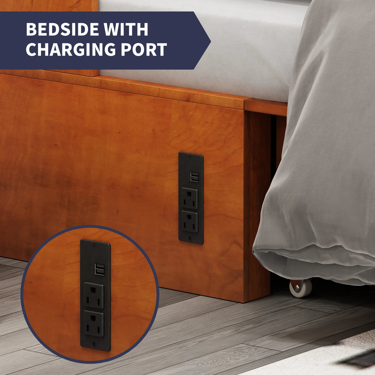 ZAFLY Murphy Bed with Trifold Foam Mattress, Cabinet Bed has USB Charging Station, Convertible Bed with Storage Platform, Cabinet Chest Bed with Large Drawers for Living Room/Bedroom (Grey)