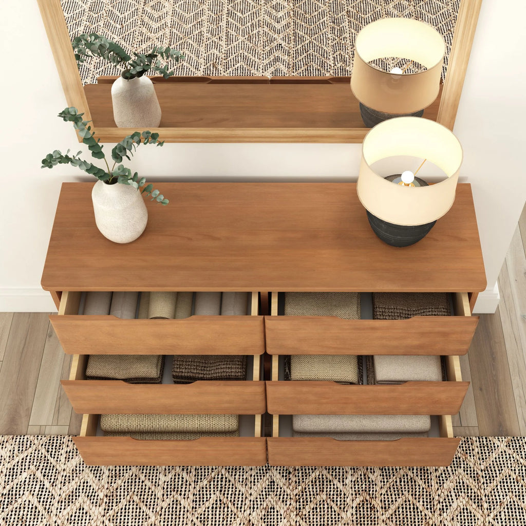 Plank+Beam Solid Wood Farmhouse 6 Drawer Dresser, Barnwood Brown