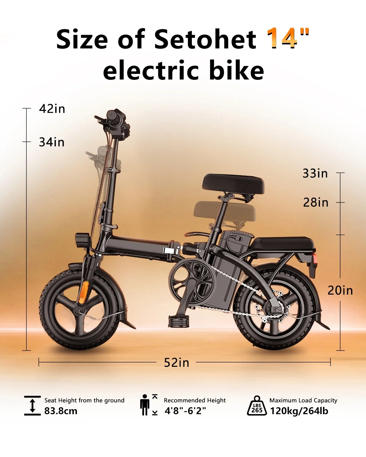 14" A1 Electric Bike Easy Folding, Commuter Electric Bicycle for Adult, City E-Bike Peak 500W Motor, 576 Wh Removeable Battery,Max Range 20 Miles & Max Speed 20 Mph,Mini Ebikes
