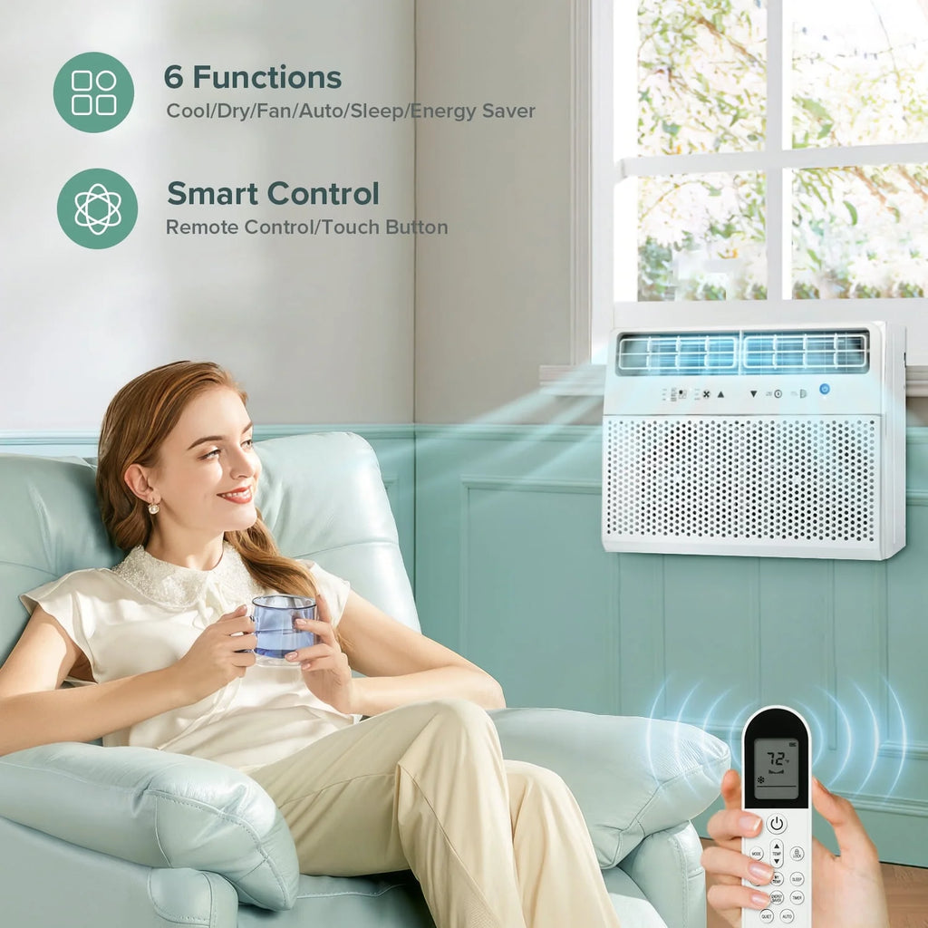 KISSAIR 10,000 BTU U Shaped Window Air Conditioner with Remove Control , for Room AC Unit 6 Modes &3 Fan Modes , Cools up to 450 Sq. Ft