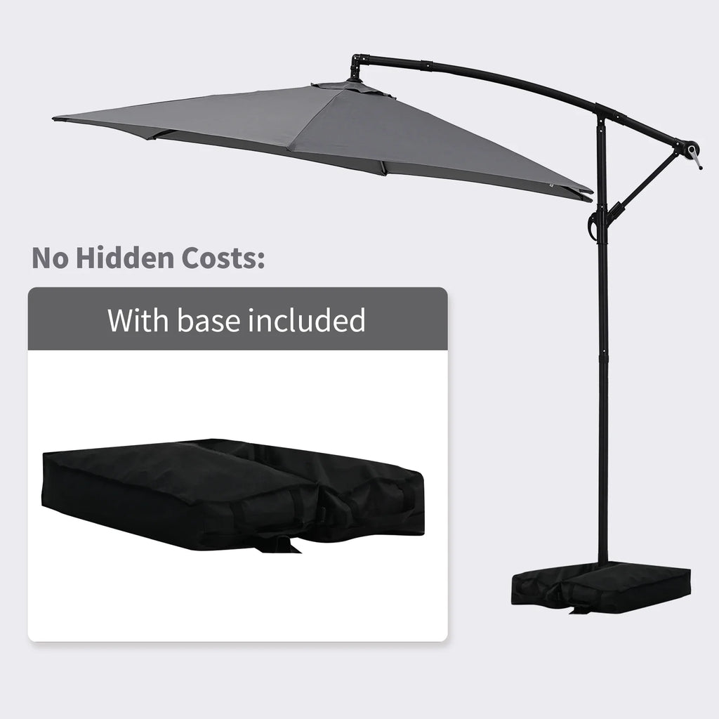 Autlaycil 10 ft Cantilever Offset Outdoor Patio Umbrella with Base Stand Rotate and Tilt, Blue