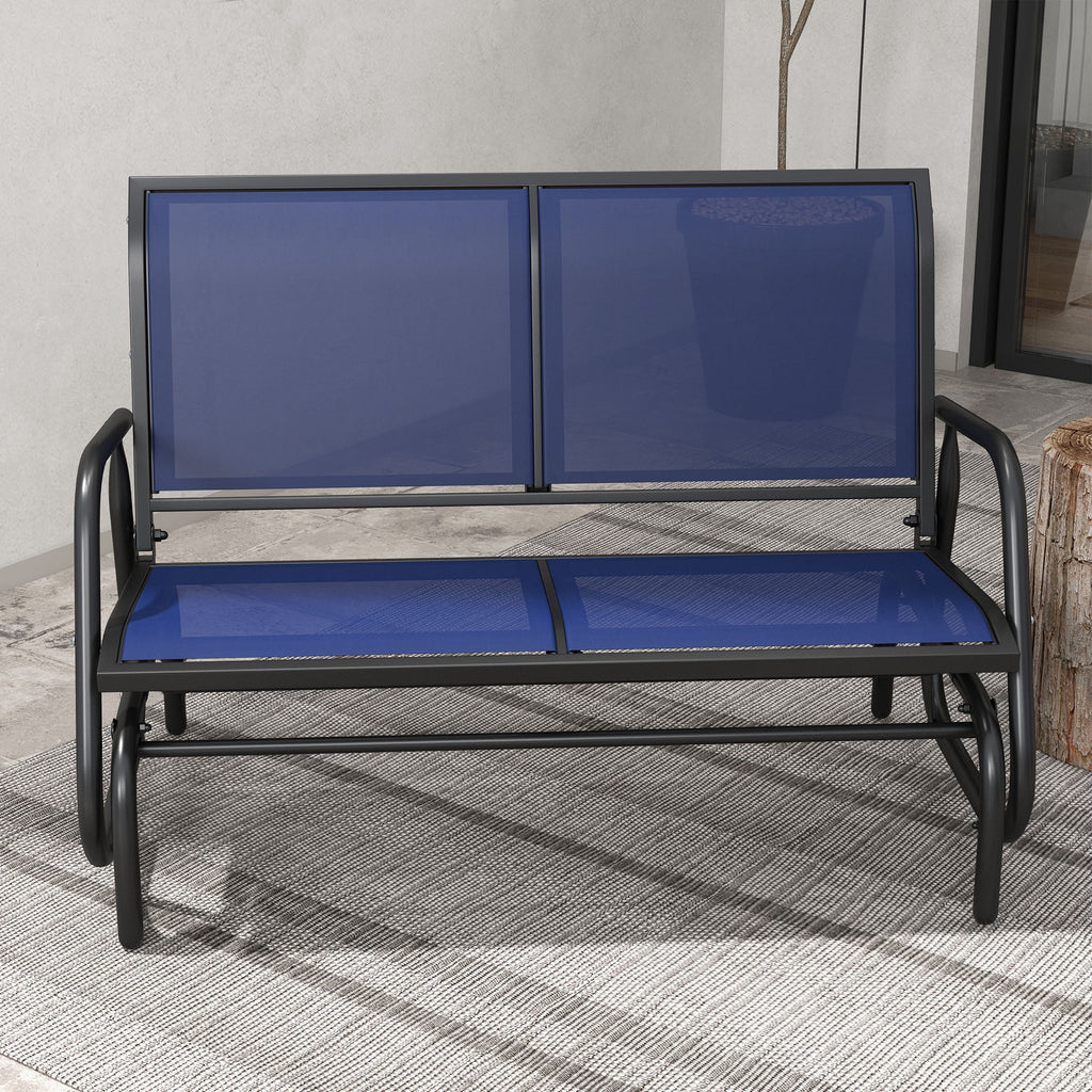 Outsunny 2-Person Outdoor Glider Bench, Patio Double Swing Rocking Chair Loveseat w/Powder Coated Steel Frame for Backyard Garden Porch, Black