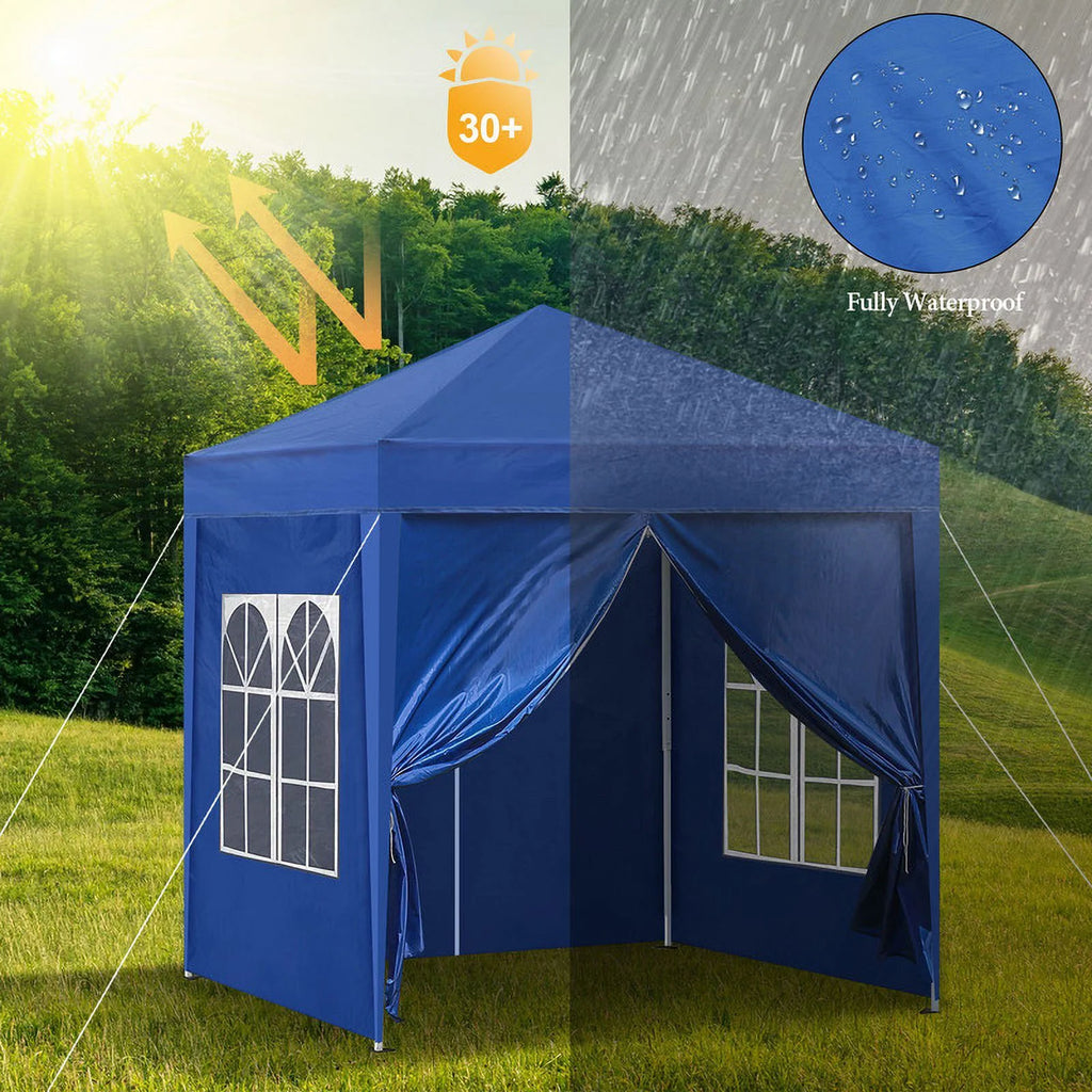 Clipop Portable 10x10ft Pop Up Gazebo, Instant Canopy Waterproof Anti-UV Shelter with 4 Side Panels & Carry Bag,Blue