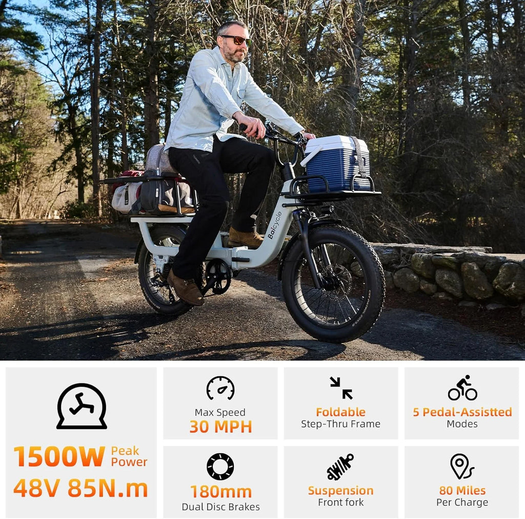 Electric Bike for Adults with 1500W Peak Motor,80Miles Max Range,7 Speed Gear,750WH Detachable Battery,Folding Ebike with 20'' Fat Tire Full Suspension UL Certificated Bicycle