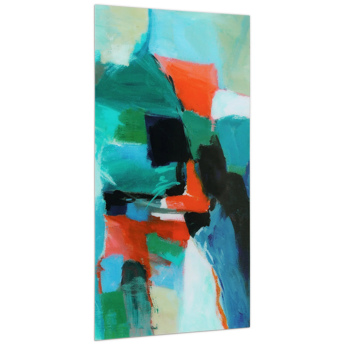 Empire Art Direct Blue Splash Frameless Free Floating Tempered Glass Panel Graphic Wall Art, 72" x 36", Ready to Hang