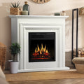 Electactic Electric Fireplace, Free Standing Fireplace, with Remote Control, Adjustable LED Flame, 750W/1500W -White