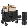 VEVOR Foldable Double Decker Wagon, 400L Collapsible Wagon Cart with All-Terrain Wheels,Heavy Duty Folding Wagon Cart 350-450 lbs Weight Capacity for Camping,Shopping,Garden,52" Extra Long Extender