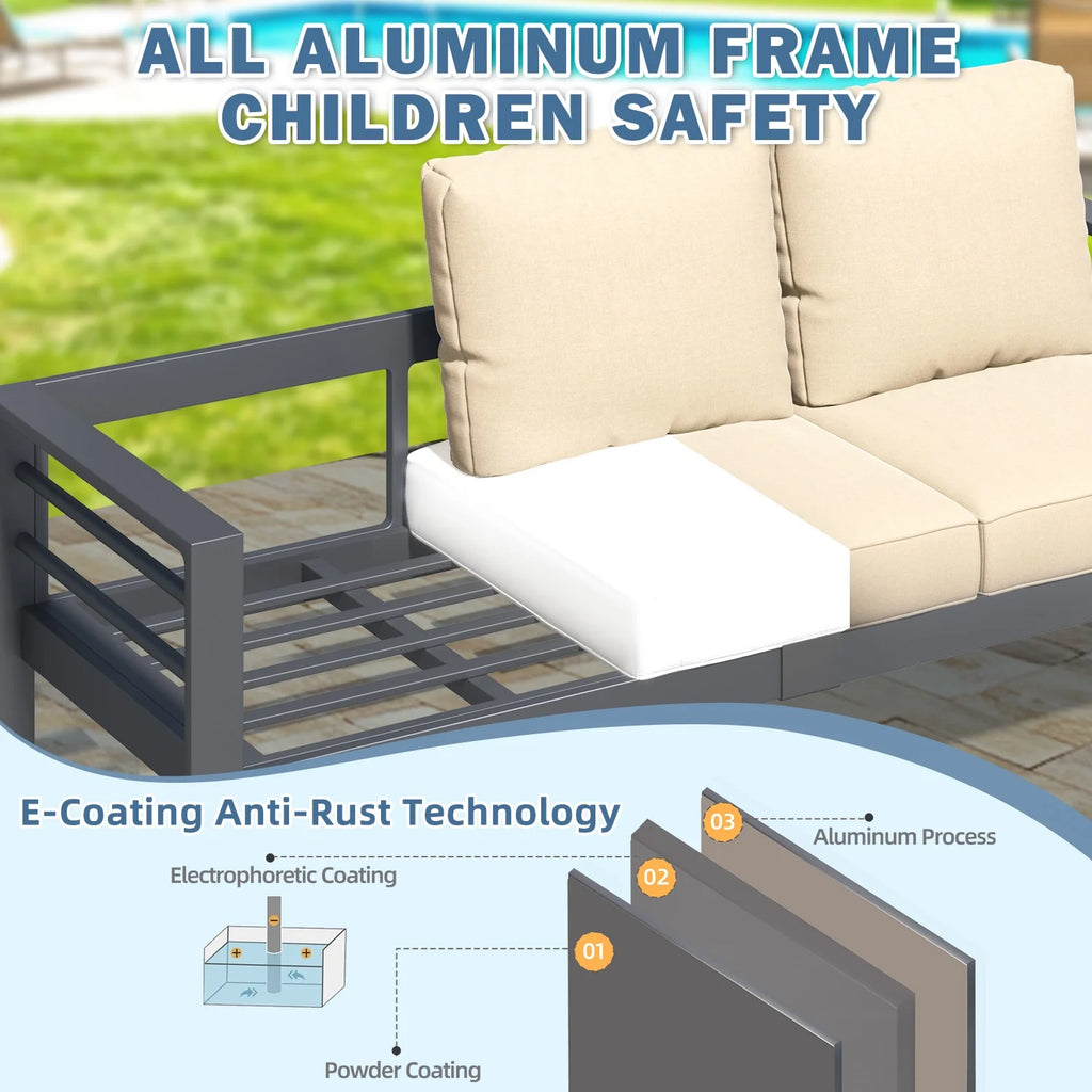 AECOJOY Aluminum Outdoor Furniture Set, 7 Pieces Metal Patio Furniture on sale Outdoor Couch Patio Conversation Set - Light Grey
