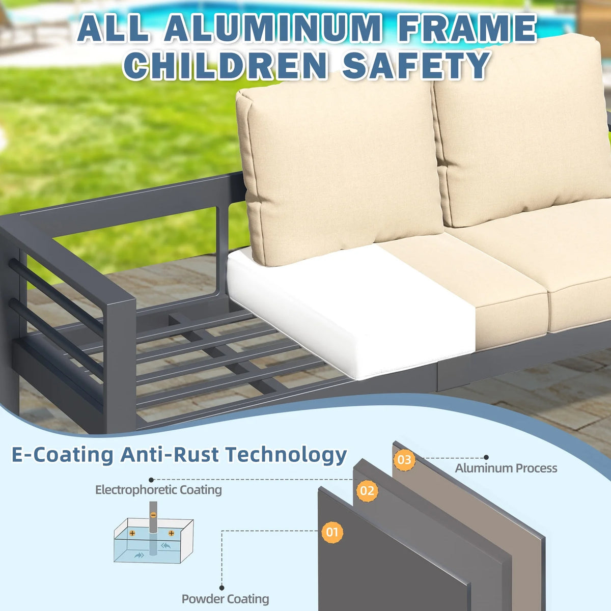 AECOJOY Aluminum Outdoor Furniture Set, 7 Pieces Metal Patio Furniture on sale Outdoor Couch Patio Conversation Set - Light Grey