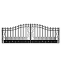 Outdoor Dual Swing Wrought Iron Gate for Driveway, Security Gate, Outdoor Fence Gate, Vienna Style for Yard, Backyard Patio 20'Star