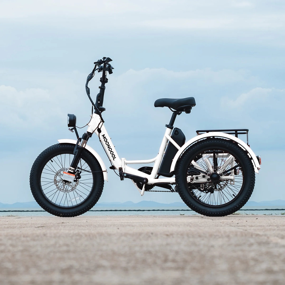MOONCOOL TK1 Folding Electric Tricycle for Adults,48V 14.5Ah Removable battery, 500W Peak 1000w Motor, 20" Fat Tire Step-Thru 3Wheel Electric Bicycle w/Front&Rear Baskets, Certified to UL 2849 by SGS