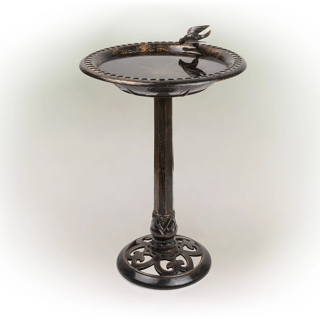 Alpine Corporation 26-inch Bronze Polyresin Bird Bath with Bird Figurine