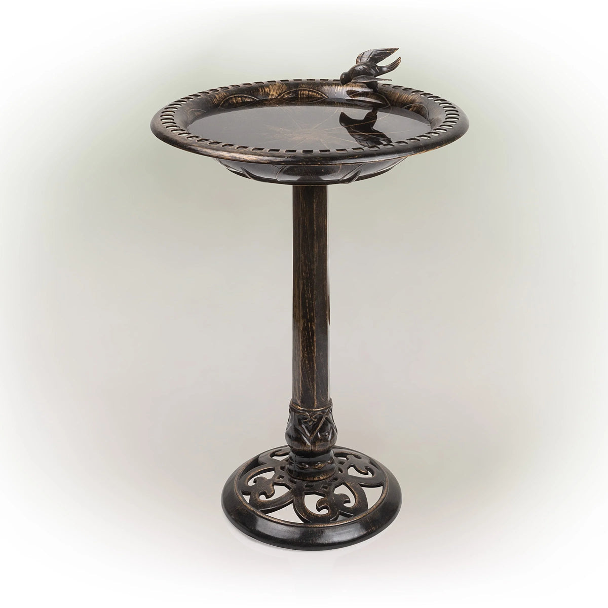 Alpine Corporation 26-inch Bronze Polyresin Bird Bath with Bird Figurine
