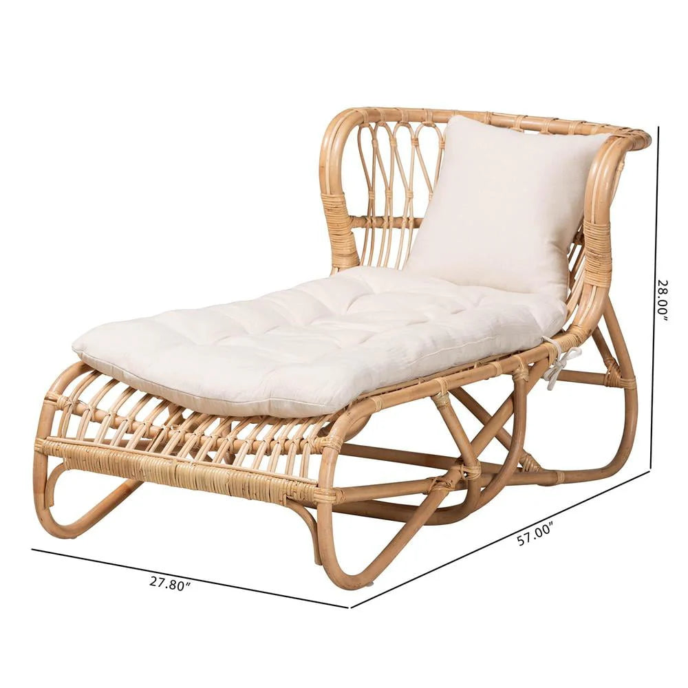 bali & pari Delara Modern Bohemian Natural Brown Rattan Chaise