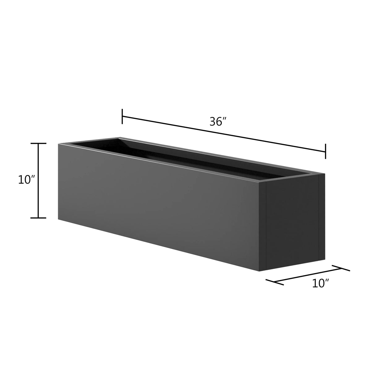 MAYEERTY 36*9*9" Gray Modern Large Rect Metal Planter Box with Drainage Hole for Outdoor Gardening & Balcony