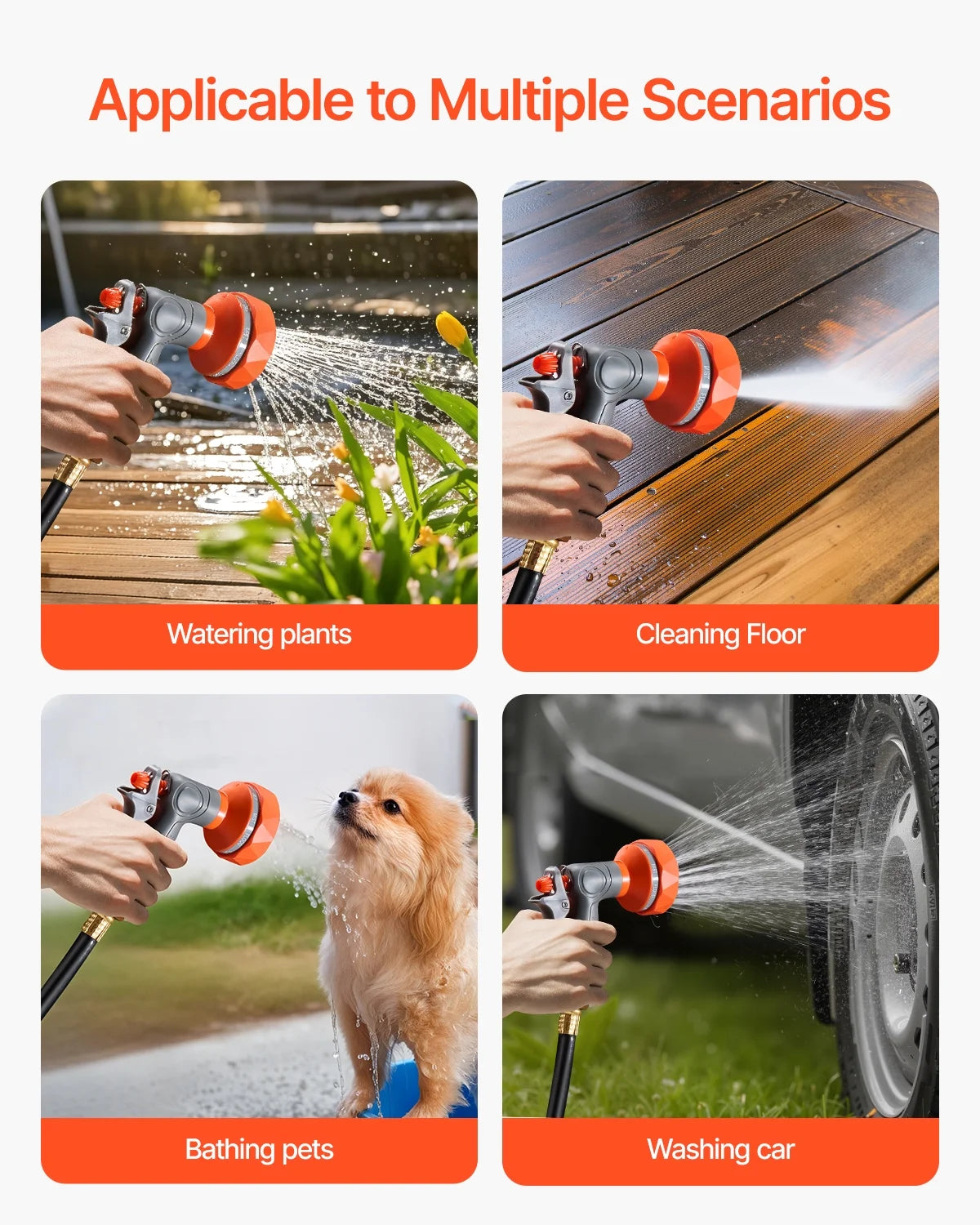 VEVOR Retractable Garden Hose Reel, 5/8 Inch x 100 ft Wall Mounted Hose Reel, Heavy Duty Garden Hose Reel with 9 Patterns Nozzle, Any Length Lock, Upgraded Slow Return System and 180 Swivel Bracket