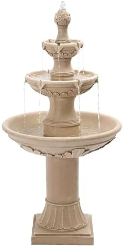 Italian Outdoor Water Fountains Garden Decor - 48.4''H Fountains and Waterfalls Outside, Large Cascading Indoor Floor-Standing Resin Bubbler Fountain Features W/Pump for Patio, Yard and Home