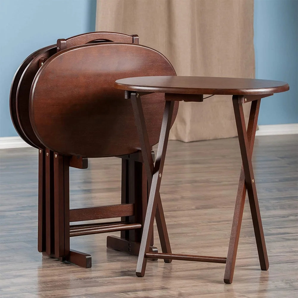Winsome Nathan 5-Piece Snack Table Set, Oval Tops, Cappuccino Finish