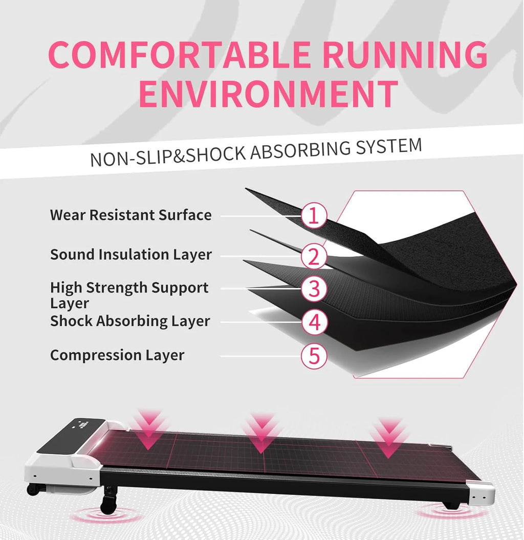 JURITS Walking Pad 2 in 1 for Walking and Jogging, Under Desk Treadmill for Home Office with Remote Control, Portable Walking Pad Treadmill Under Desk, Desk Treadmill in LED Display,Black
