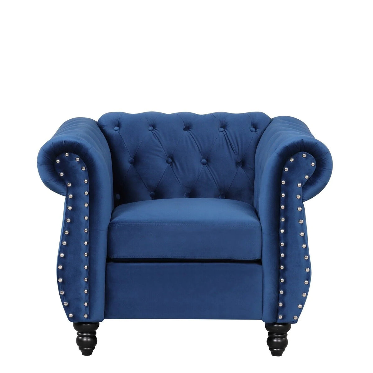 Classic 3 Seater Button Tufted Sofa, Upholstered Couch with Nailhead Rolled Arms Removable Cushions for Living Room Office Bedroom