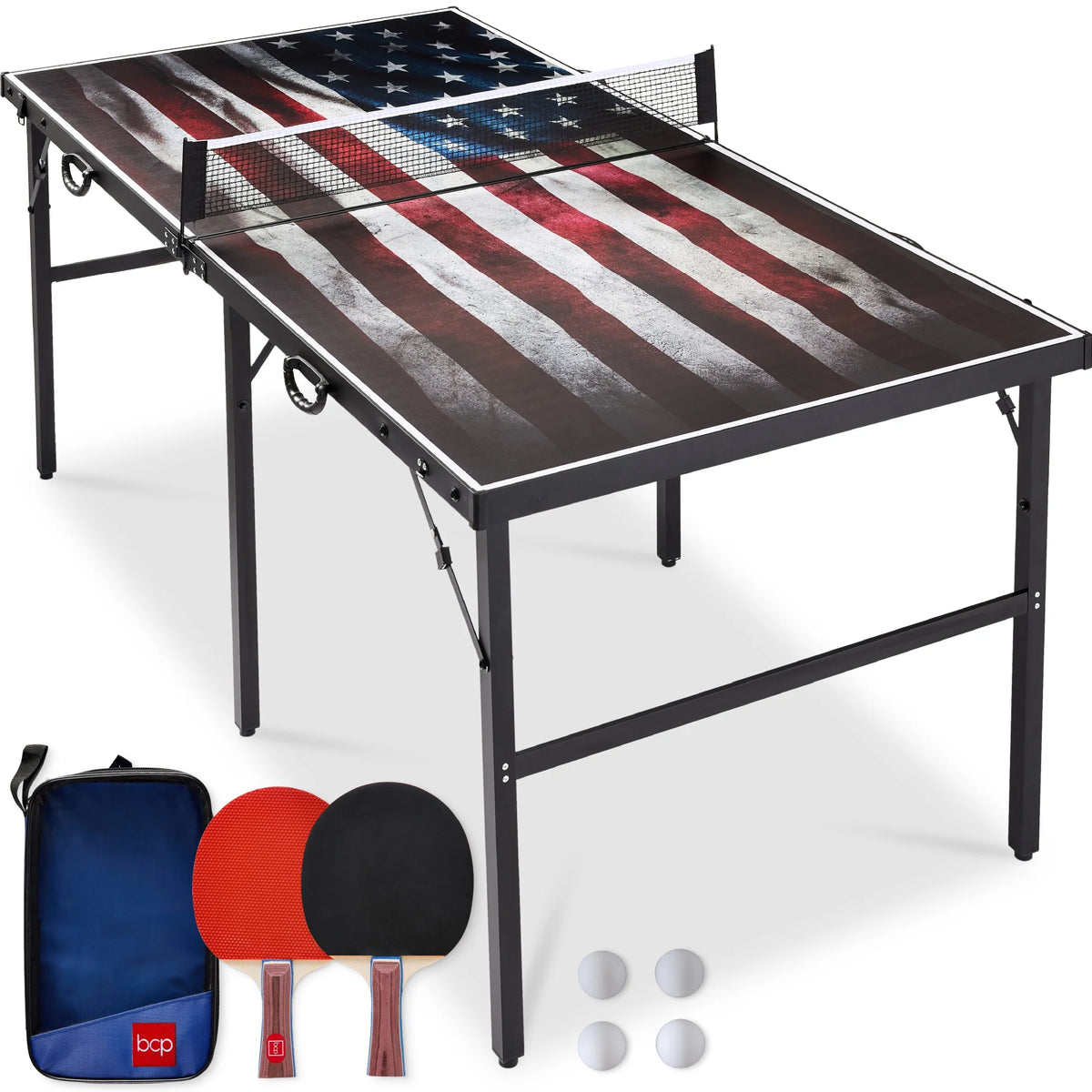 Best Choice Products 6x3ft Portable Ping Pong Table Game Set, Folding Table Tennis w/ 2 Paddles, Balls - Blue