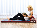 Leewadee - Comfortable Japanese Floor Mattress - Thai Floor Bed With Triangle Cushion - Futon Mattress - Thai Massage Mat,  Blue Red, Kapok Filling
