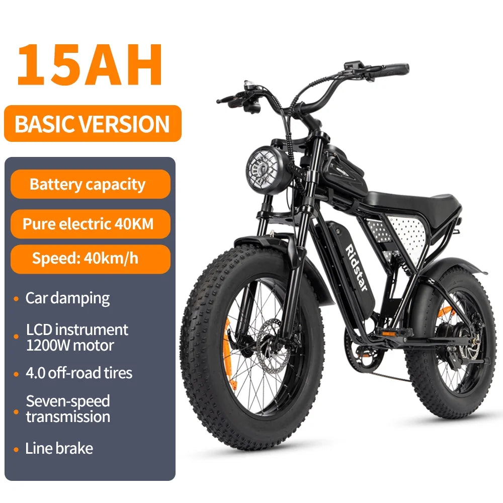 1500W MTB Electric Bicycle 48V 20Ah Removable Battery E-Bike Electric Bike for Adults 20" Fat Tire Electric Motorcycle, Shimano 7 speed Full Suspension Mountain Bike UL2849
