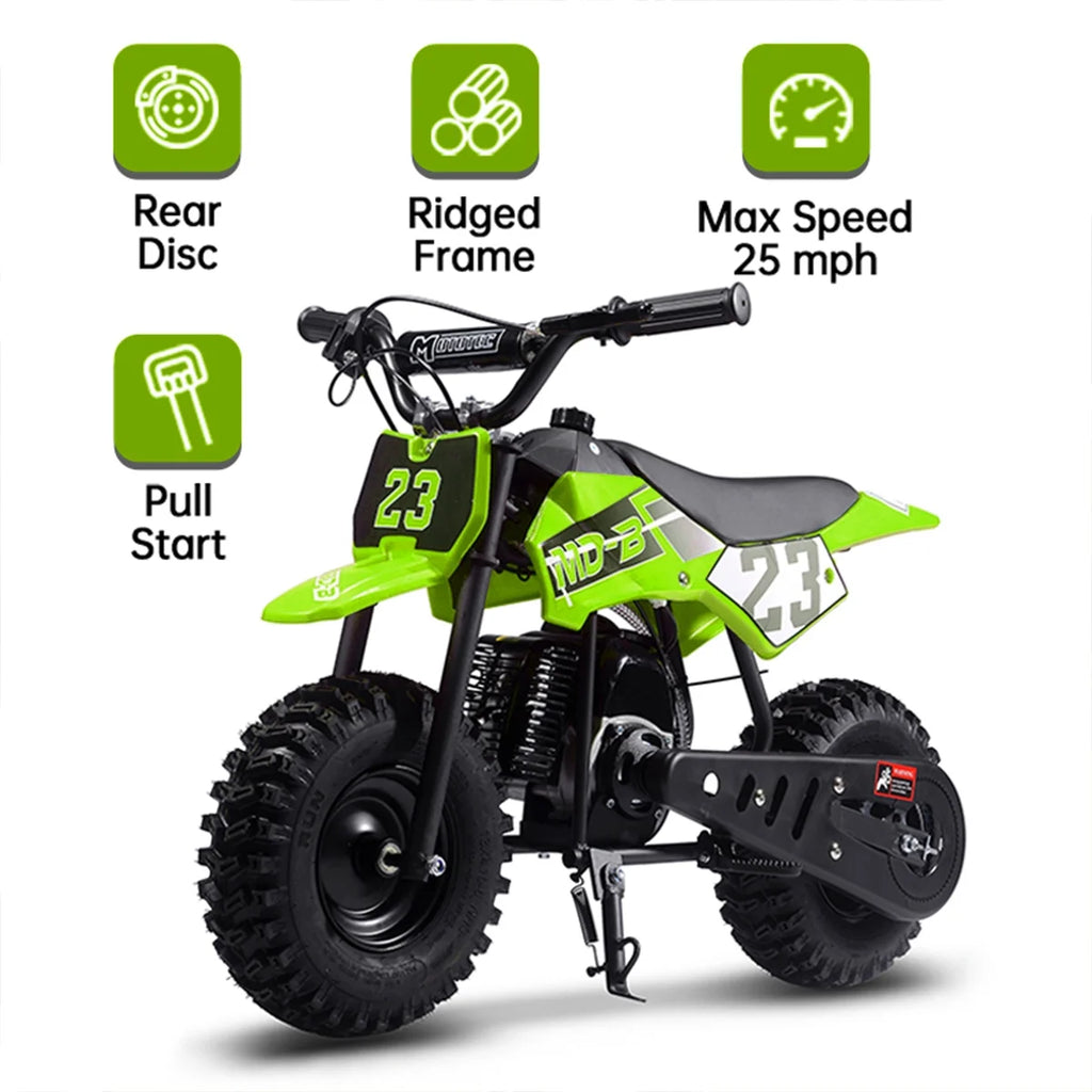 TOXOZERS Dirt Bike for Kids,Gas-Powered Mini Pit Bike with 13 Inch Knobby Tires,25 MPH,Rear Disc Brake,Supports up to 175 lbs,Begin-ner Off Road Motorcycle for Boys Girls,Blue