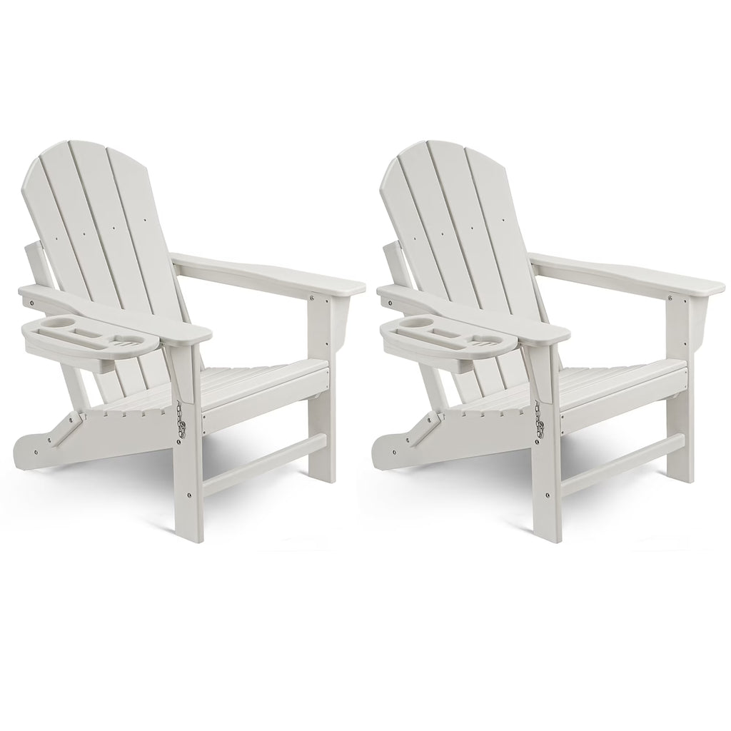 FOOWIN HDPE Plastic Adirondack Chairs Set of 4, Black