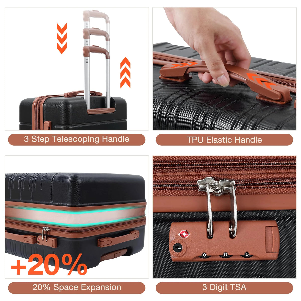 Danolapsi Luggage Sets 5 Piece Suitcases with Spinner Wheels,Womens Luggage Sets Carry on Bag Set,Hardside Carry On Suitcase Sets with Tsa Locks Duffel Bag,Travel Luggage