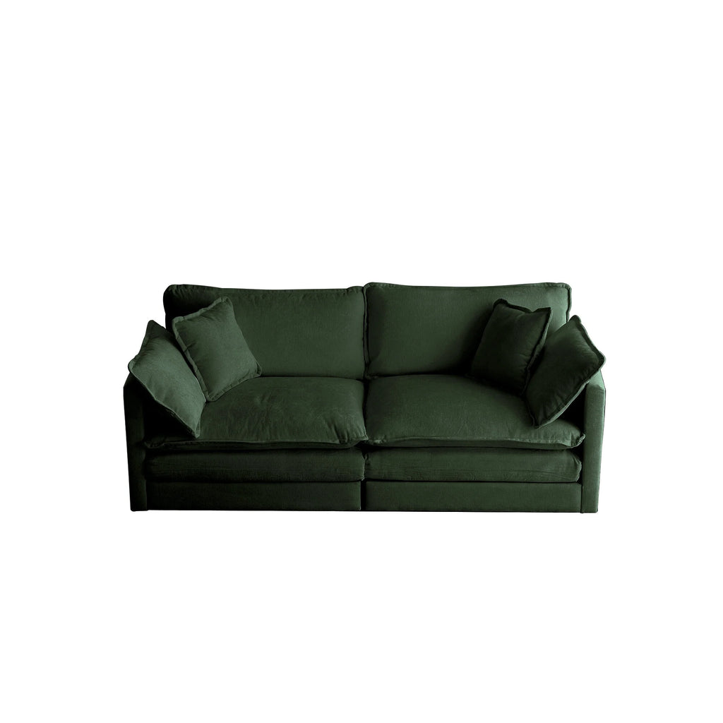 Comfy Deep Seat Sofa Chair, Upholstered Chenille Fabric Armchair with Toss Pillow for Living Room, Bedroom - Beige, Sturdy Wood Frame, 22+ Combination Options