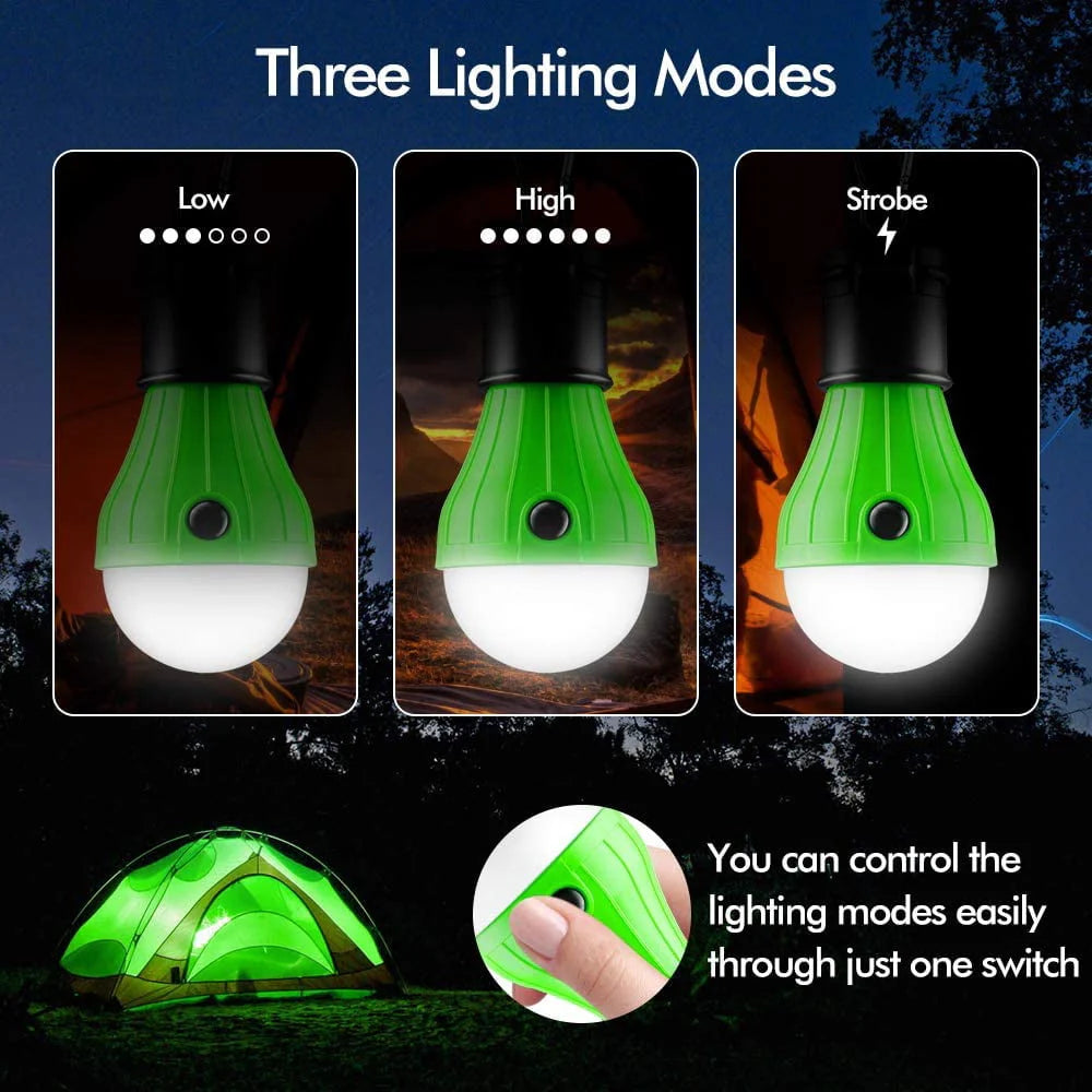 4 Packs LED Camping Light Bulbs Tent Lamp with Clip Hook, Portable Hanging Lantern Battery Powered Emergency Light, Mini Camper Light