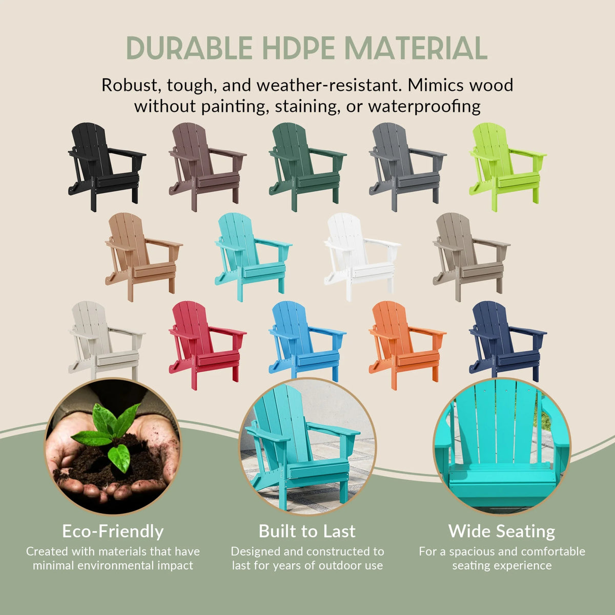 Westintrends Outdoor Folding HDPE Adirondack Chair, Patio Seat, Weather Resistant, Dark Brown