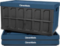 CleverMade 3 Pack Stackable Collapsible Storage Bin with Lids - 16 Gal Ocean