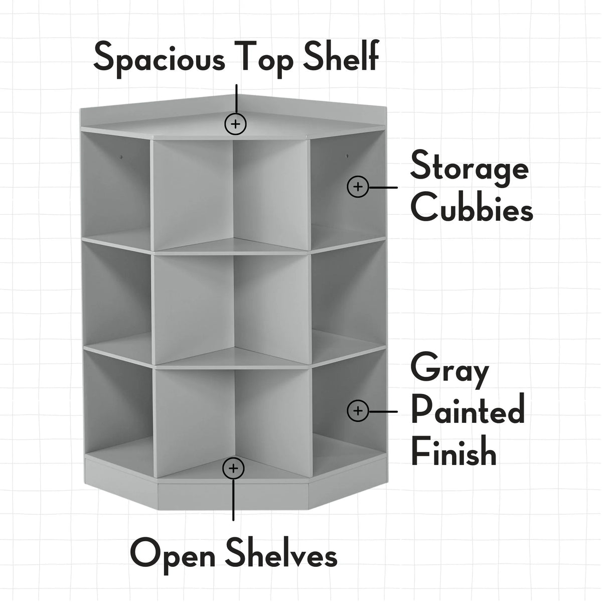 RiverRidge Kids Corner Playroom Cabinet with 6 Toy Storage Cubbies and 3 Shelves - White