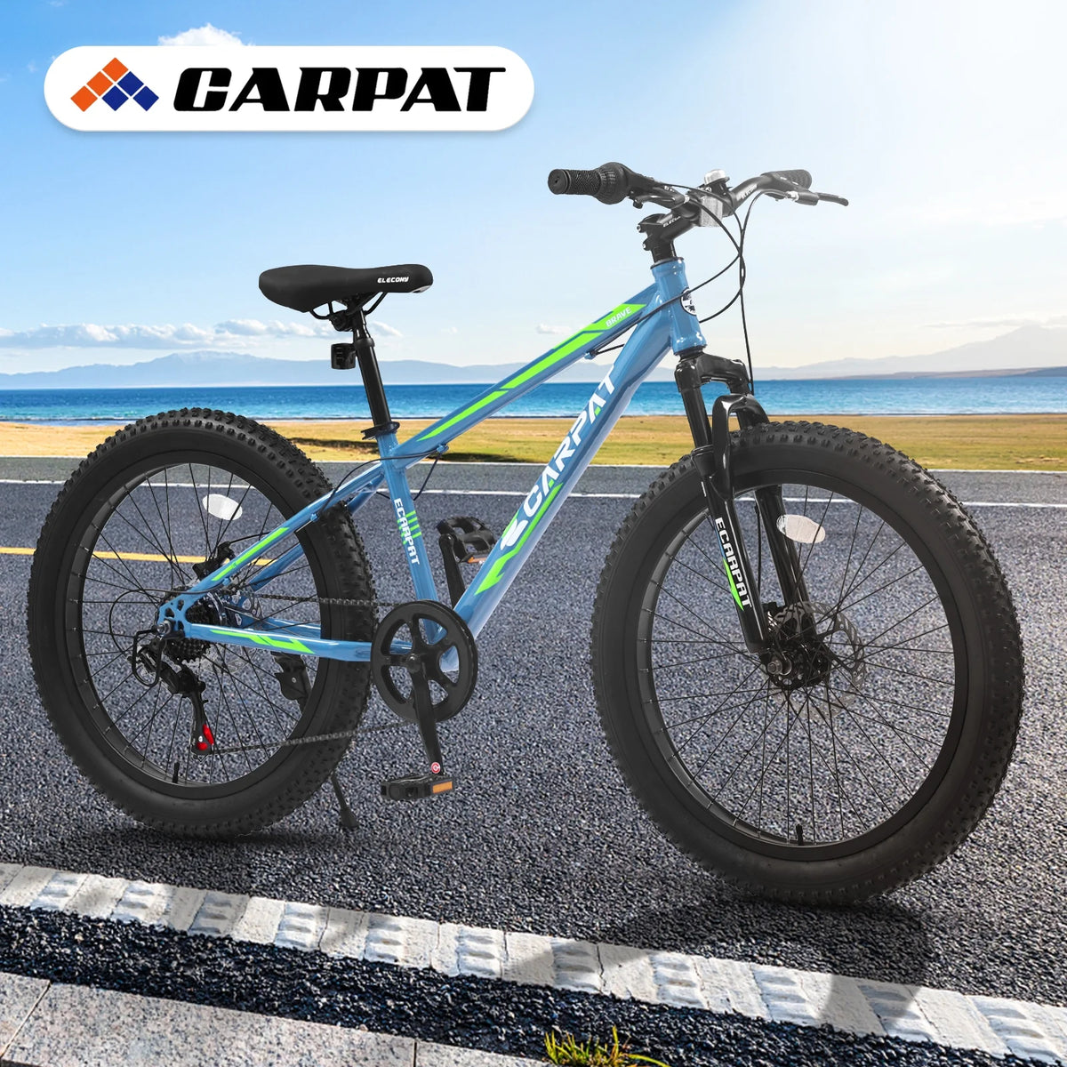 Ambifirner 26 inch City Bike Fat Tire Mountain Bike - Full Shimano 21 Speed - Dual Disc Brake - High-Carbon Steel Frame - Front Suspension for Gift